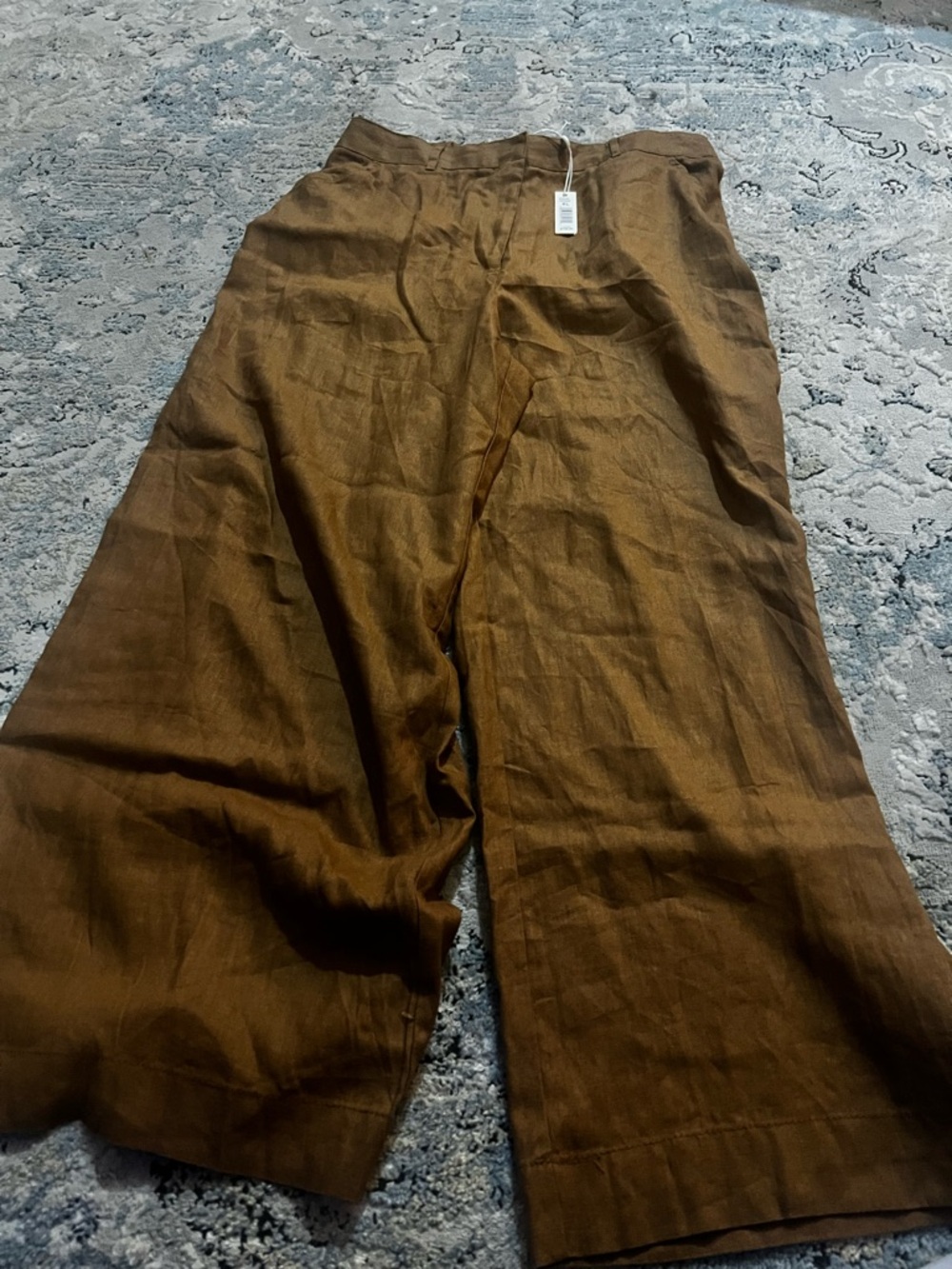 Women’s Max Studio London Wide-Leg Brown Linen Blend Pants